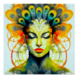 Lebendige Pfauenfeder-Schönheit Verschmelzung Poster