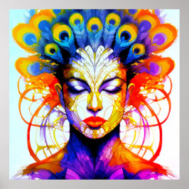 Lebendige Pfauenfeder-Schönheit Verschmelzung Poster