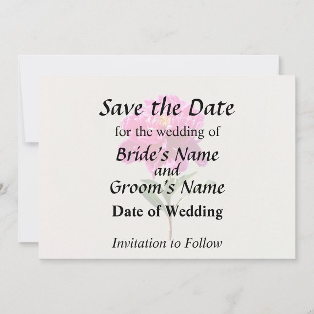 Lebendige Pfingstrose Save The Date (Vorderseite)