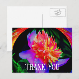 Lebendige Pfingstrosen-Abstrakte Blumen Dankeskart Postkarte