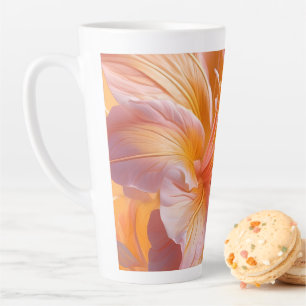 Lebendige Pfirsich-Hibiskus-Blume Milchtasse