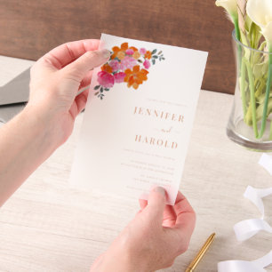 Lebendige Pink- und Orange-Blumengarten-Hochzeit