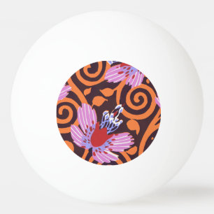Lebendige Pink- und Orange-Swirled-Art-Deco-Blume Tischtennisball