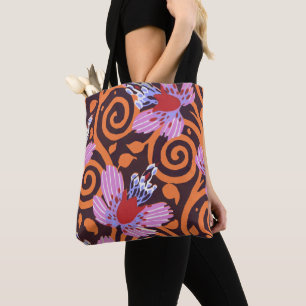 Lebendige Pink- und Orange-Wirbel-Art-Deco-Blume
