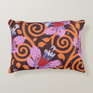 Lebendige Pink- und Orange-Wirbel-Art-Deco-Blume Dekokissen