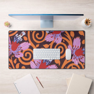 Lebendige Pink- und Orange-Wirbel-Art-Deco-Blume Schreibtischunterlage
