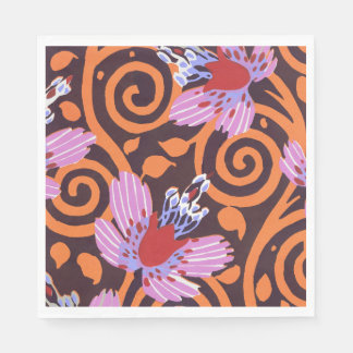 Lebendige Pink- und Orange-Wirbel-Art-Deco-Blume Serviette