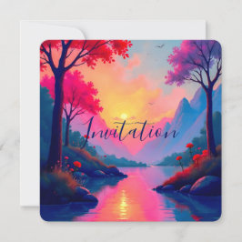 Lebendige Pinke Sonnenuntergangs Traumhafte Fantas Einladung