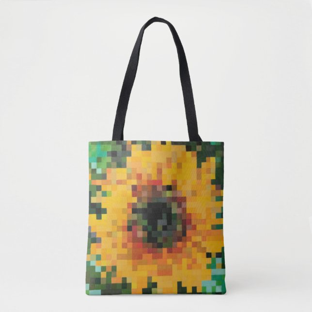 Lebendige pixelige Sonnenblume mit grünem Hintergr (Vorderseite)