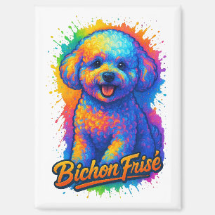 Lebendige Pop-Art-Bichon Frisé Magnet