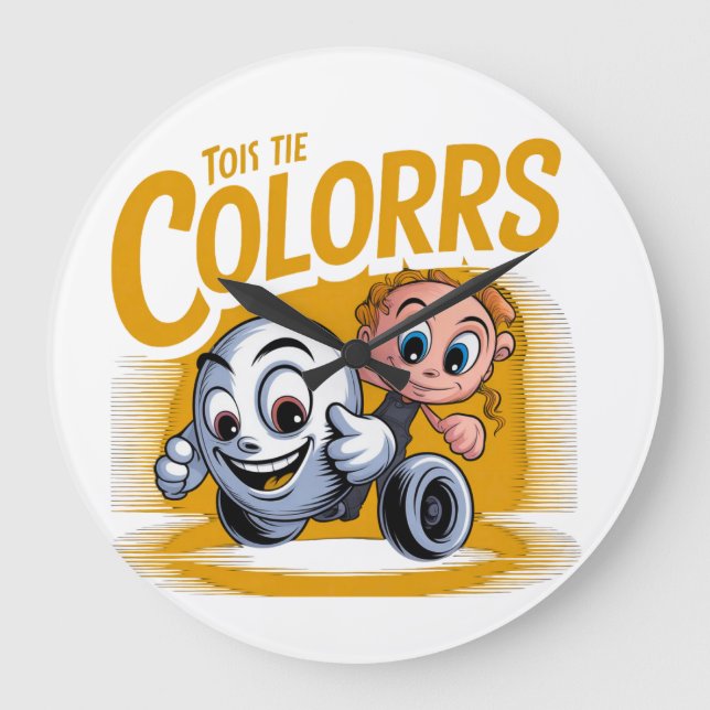 Lebendige Pop-Art-Cartoon-Wanduhr Große Wanduhr (Vorderseite)