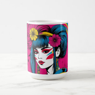 Lebendige Pop-Art-Geisha moderne japanische Frau Kaffeetasse