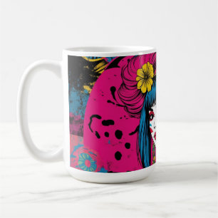 Lebendige Pop-Art-Geisha moderne japanische Frau Kaffeetasse