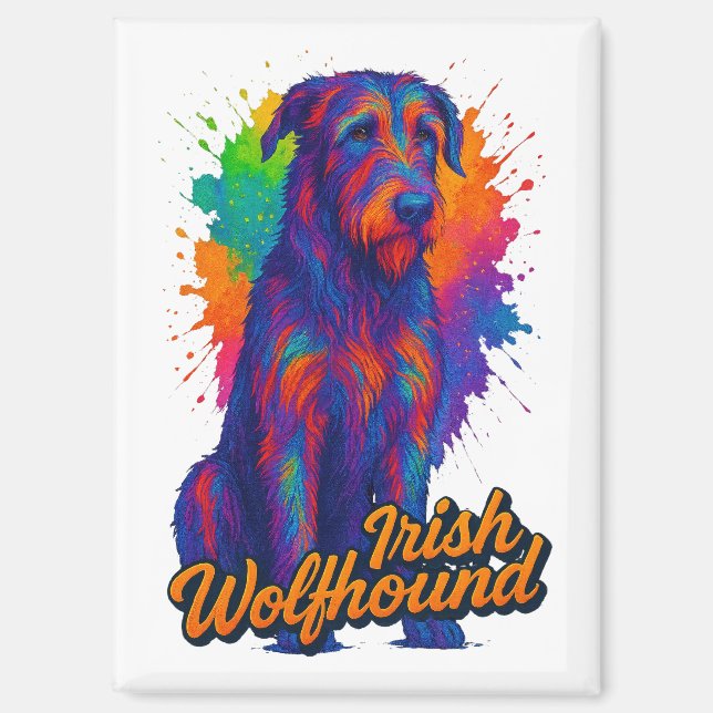 Lebendige Pop-Art-Illustration des Irischen Wolfsh Magnet (Vorderseite)
