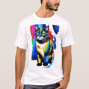 Lebendige Pop-Art-Katzenillustration T-Shirt