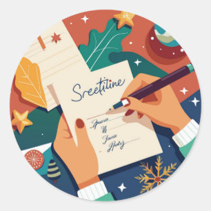 lebendige Postkartendesigns, die auf einem festste Runder Aufkleber