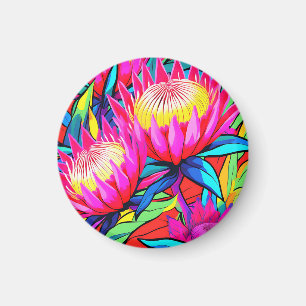 Lebendige Protea-Pop-Art Magnet