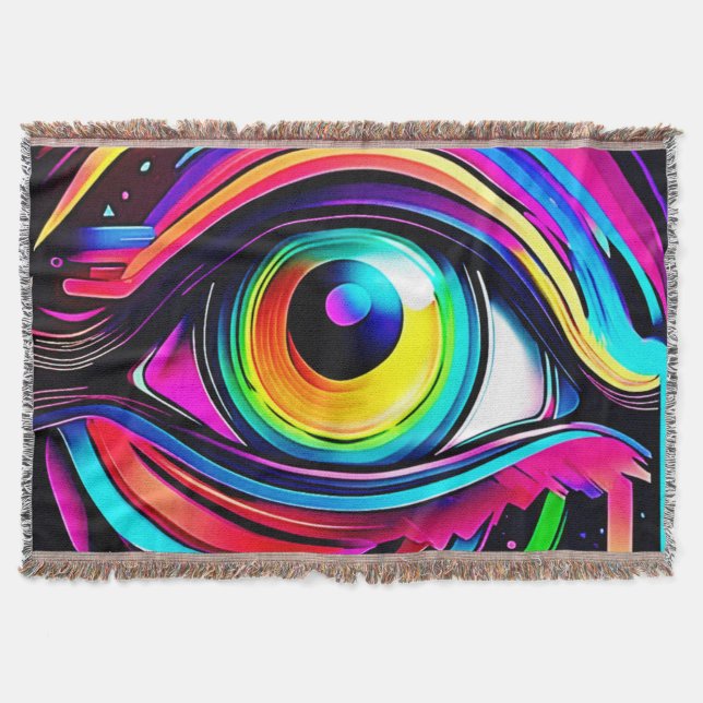 Lebendige psychedelische Augen-Kunst Decke (Vorderseite)