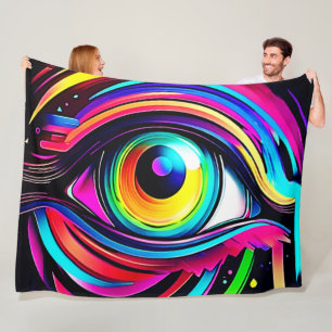Lebendige psychedelische Augen-Kunst Fleecedecke