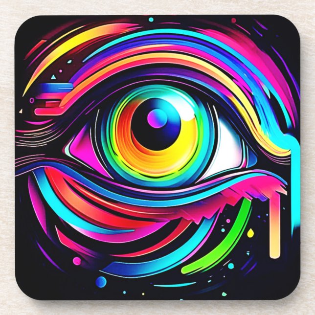 Lebendige psychedelische Augen-Kunst Getränkeuntersetzer (Vorderseite)