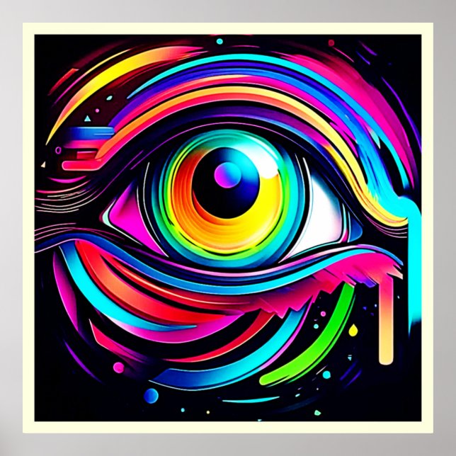 Lebendige psychedelische Augen-Kunst Poster (Vorne)