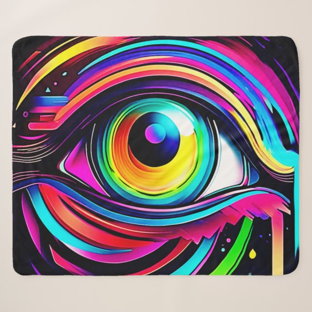 Lebendige psychedelische Augen-Kunst Sherpadecke (Vorderseite (Horizontal))