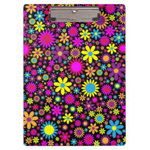 Lebendige psychedelische Blumen in Blüte Klemmbrett