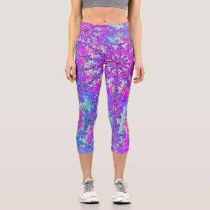Lebendige psychedelische farbenfrohe groovige Frak Capri Leggings