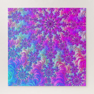 Lebendige psychedelische farbenfrohe groovy-frakta puzzle