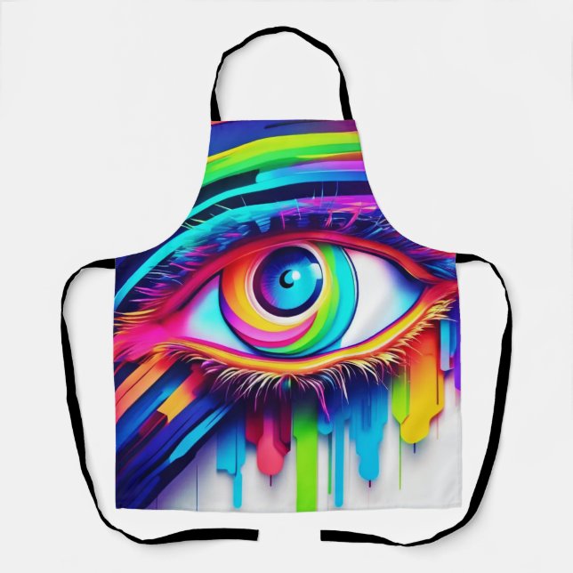 Lebendige Regenbogen-Augen-Kunst Schürze (Vorderseite)
