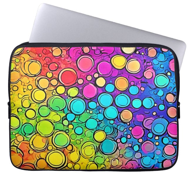 Lebendige Regenbogen-Blasen-Abstraktion Laptopschutzhülle (Vorderseite)