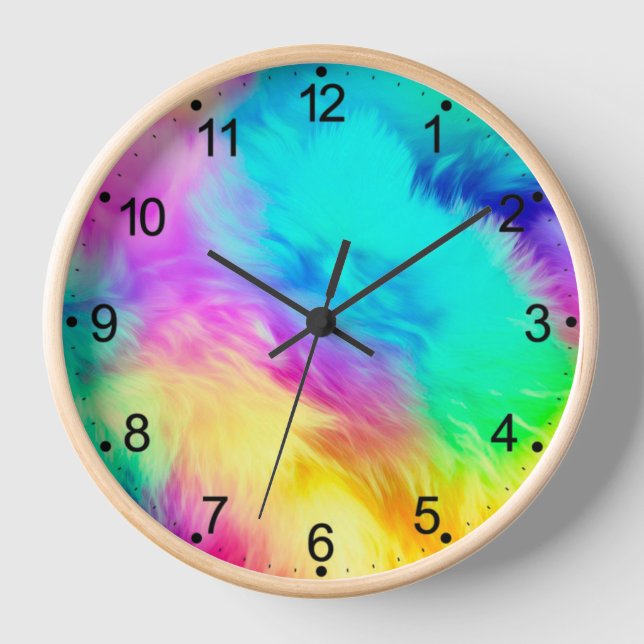 Lebendige Regenbogen Fluffige Fell Textur-75201 Uhr (Vorderseite)