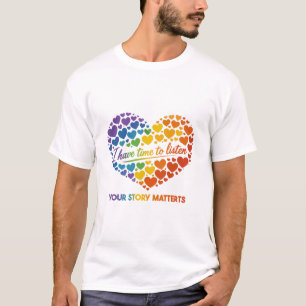 Lebendige Regenbogen-Herz-Collage mit fließender S T-Shirt