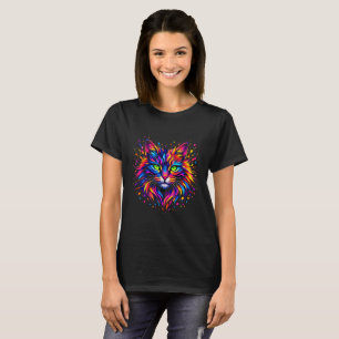 Lebendige Regenbogen Neonkatze Spritzkunst Farbe s T-Shirt