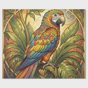 Lebendige Regenbogen-Papageien-Kunst im Jugendstil Geschenkpapier