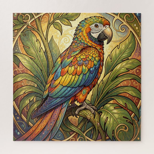 Lebendige Regenbogen-Papageien-Kunst im Jugendstil Puzzle (Vertikal)