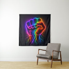 Lebendige Regenbogen-Power-Faust mit elektrischer Wandteppich