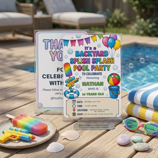 Lebendige Regenbogen-Spritz-Splash-Party im Hinter Einladung (Von Creator hochgeladen)