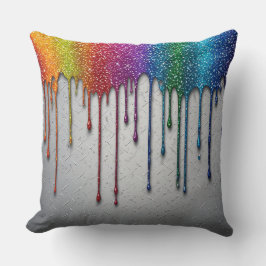 Lebendige Regenbogenfarbe tropft Kissen
