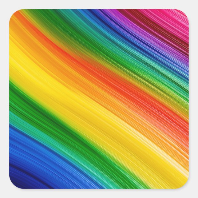 Lebendige Regenbogenfarben Quadratischer Aufkleber (Vorderseite)