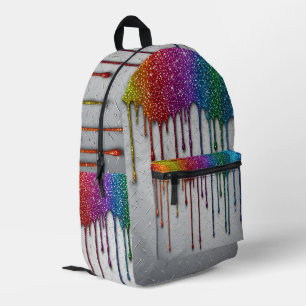 Lebendige Regenbogenfarben tropfen Bedruckter Rucksack