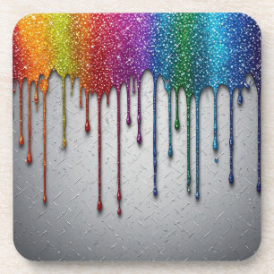 Lebendige Regenbogenfarben tropfen Getränkeuntersetzer
