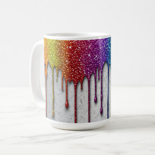 Lebendige Regenbogenfarben-Tropfen Kaffeetasse