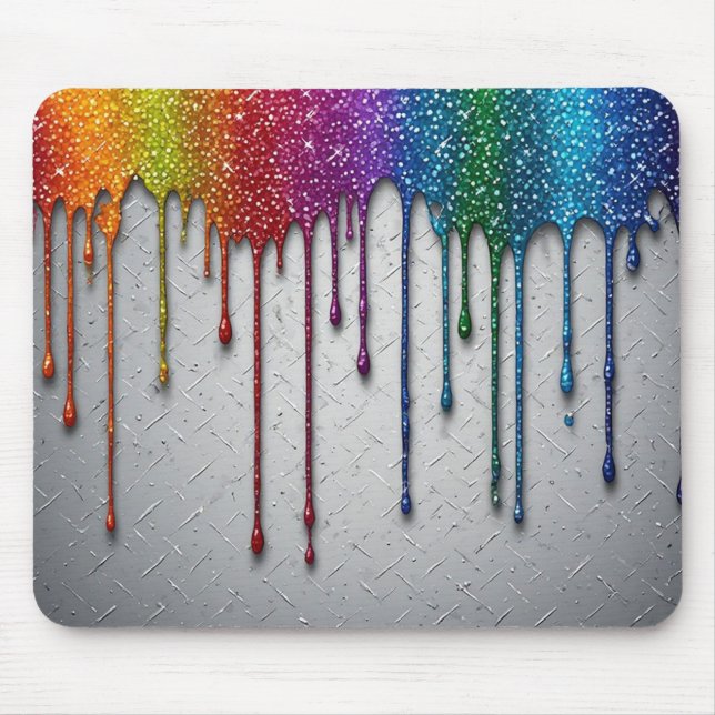Lebendige Regenbogenfarben tropfen Mousepad (Vorne)