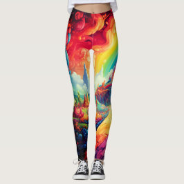 Lebendige Regenbogenszene auf einem Paar maßgeschn Leggings