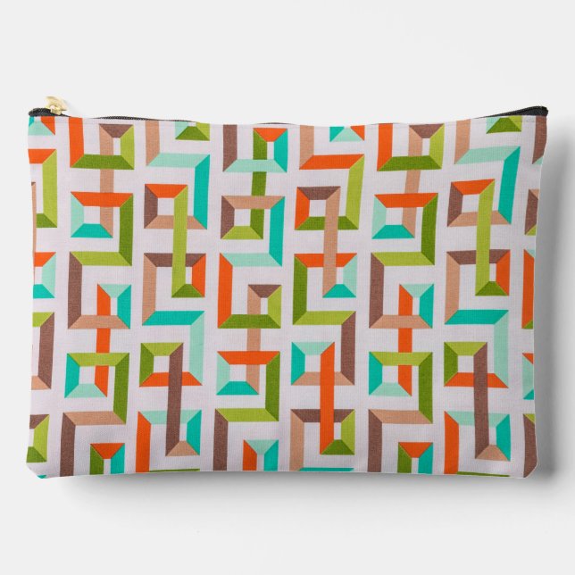 Lebendige Retro-3D-Geometrie-Labyrinth-Tasche  Zubehörtasche (Vorderseite)