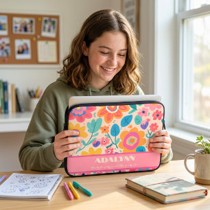 Lebendige Retro-Blumen Valentinstagsgeschenke für Laptopschutzhülle