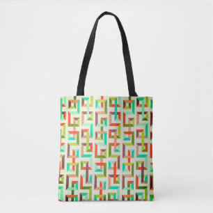 Lebendige Retro-Geometrie-Labyrinth-Tasche
