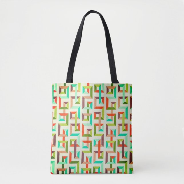 Lebendige Retro-Geometrie-Labyrinth-Tasche  (Vorderseite)