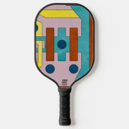 Lebendige Retro-Industrie-Geometrie-Abstrakt  Pickleball Schläger